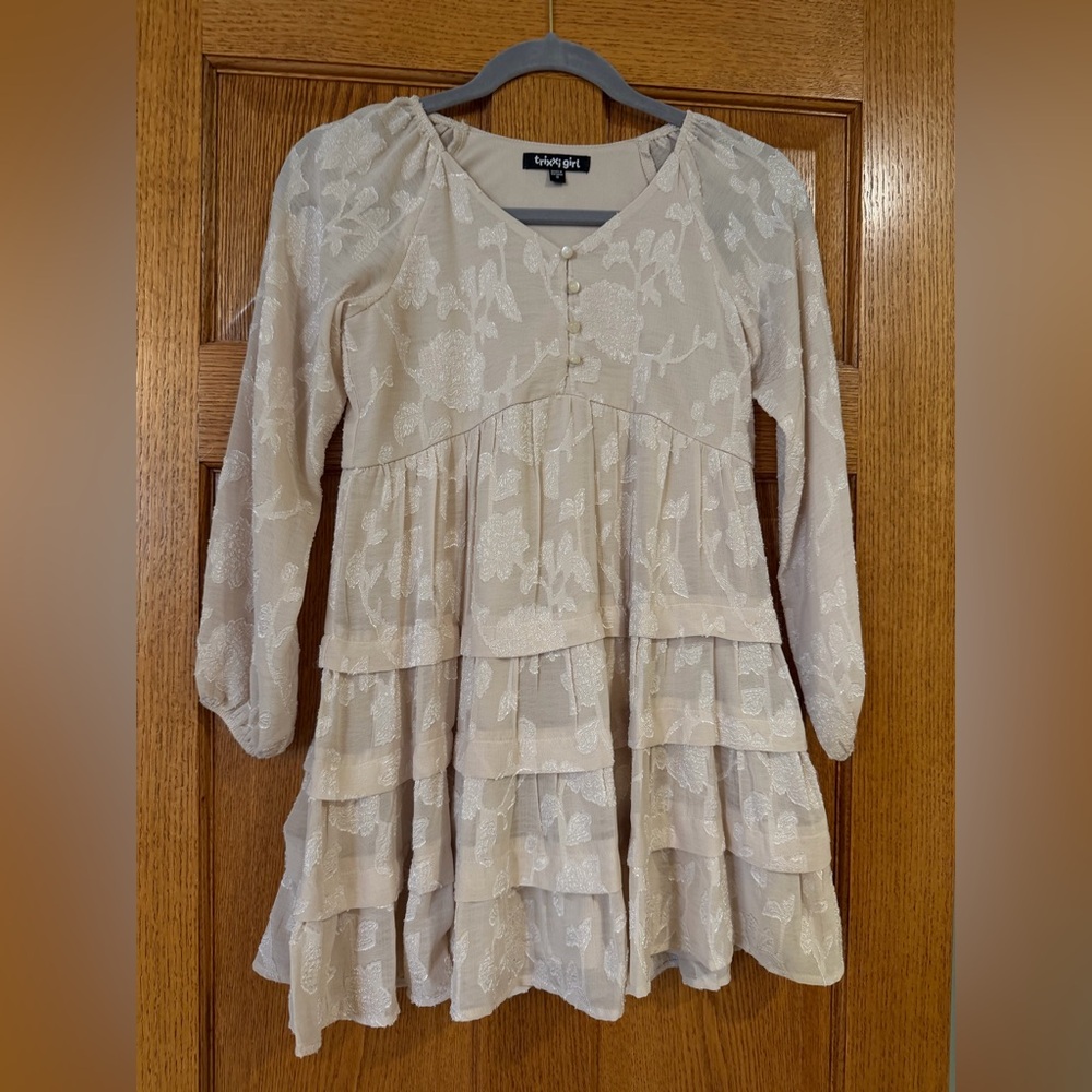 Trixxi Girls Long Sleeve Jacquard Tiered Dress - Sz 8